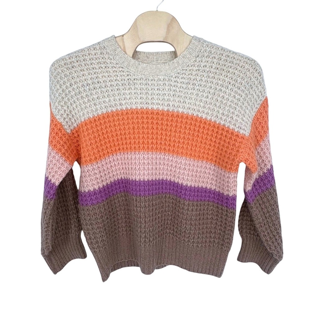 Universal Thread Multi Color Striped Waffle Knit Pullover Sweater Women XL